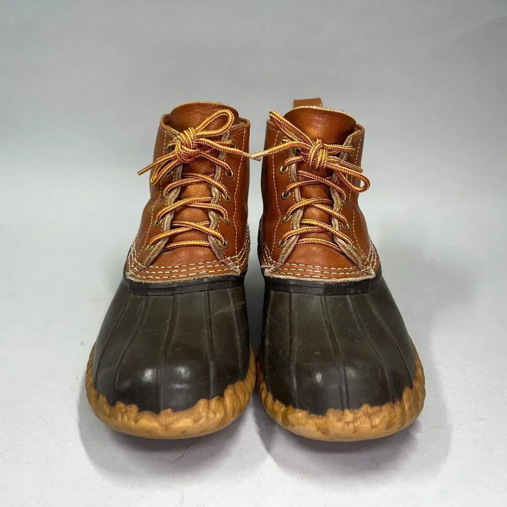 L.L. Bean Bean Boots Mens Size 8 Vintage Brown Leather Rubber Outdoor Waterproof